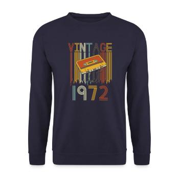 Vintage 1972 Retro - Unisex Pullover - Navy - Vorne - Alina (178cm) & Michal (187cm)