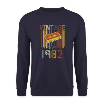 Vintage 1982 Retro - Unisex Pullover - Navy - Vorne - Alina (178cm) & Michal (187cm)