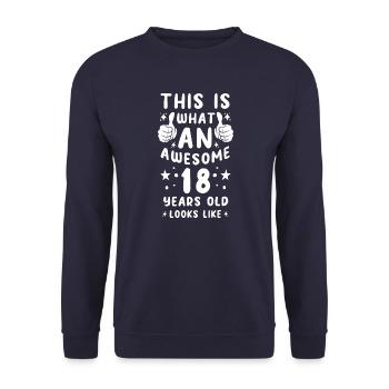 Awesome 18 Years - Unisex Pullover - Navy - Vorne - Alina (178cm) & Michal (187cm)