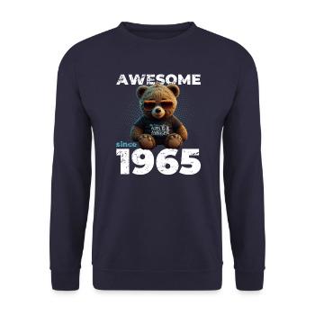 60e anniversaire Original 1965 Millésime 1965 Ours mignon - Sweat-shirt Unisexe - marine - Devant - Alina (178cm) & Michal (187cm)