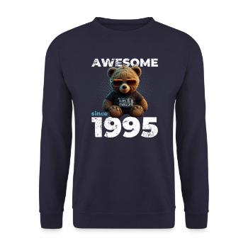 30th Birthday Original 1995 Vintage 1995 Bear Cute - Unisex Sweatshirt - navy - Front - Alina (178cm) & Michal (187cm)