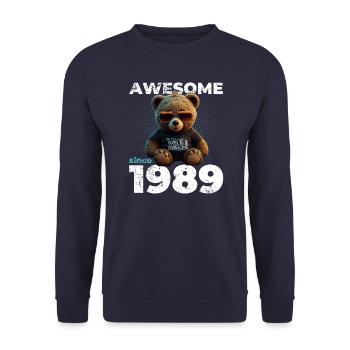 35. Geburtstag Original 1989 Jahrgang 1989 Bär süß - Unisex Pullover - Navy - Vorne - Alina (178cm) & Michal (187cm)