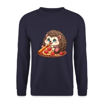 Cute hedgehog loves pizza pizza lovers funny - Unisex Sweatshirt - navy - Front - Alina (178cm) & Michal (187cm)