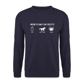MEIN PLAN FüR HEUTE Pferd - Unisex Pullover - Navy - Vorne - Alina (178cm) & Michal (187cm)