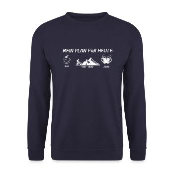 MEIN PLAN FüR HEUTE- mountainbiken mtb - Unisex Pullover - Navy - Vorne - Alina (178cm) & Michal (187cm)