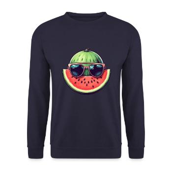Cool watermelon - design with sunglasses and M - Unisex Sweatshirt - navy - Front - Alina (178cm) & Michal (187cm)