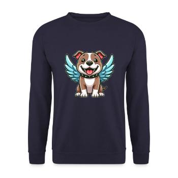 Mignon Pitbull Angel Dessin animé avec des ailes - Sweat-shirt Unisexe - marine - Devant - Alina (178cm) & Michal (187cm)