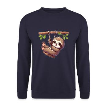 Drôle paresseux balançoire aire de jeux dessin animé Spa - Sweat-shirt Unisexe - marine - Devant - Alina (178cm) & Michal (187cm)