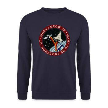 NASA Wenn Ich Groß Bin Werde Ich Astronaut Spruch - Unisex Pullover - Navy - Vorne - Alina (178cm) & Michal (187cm)