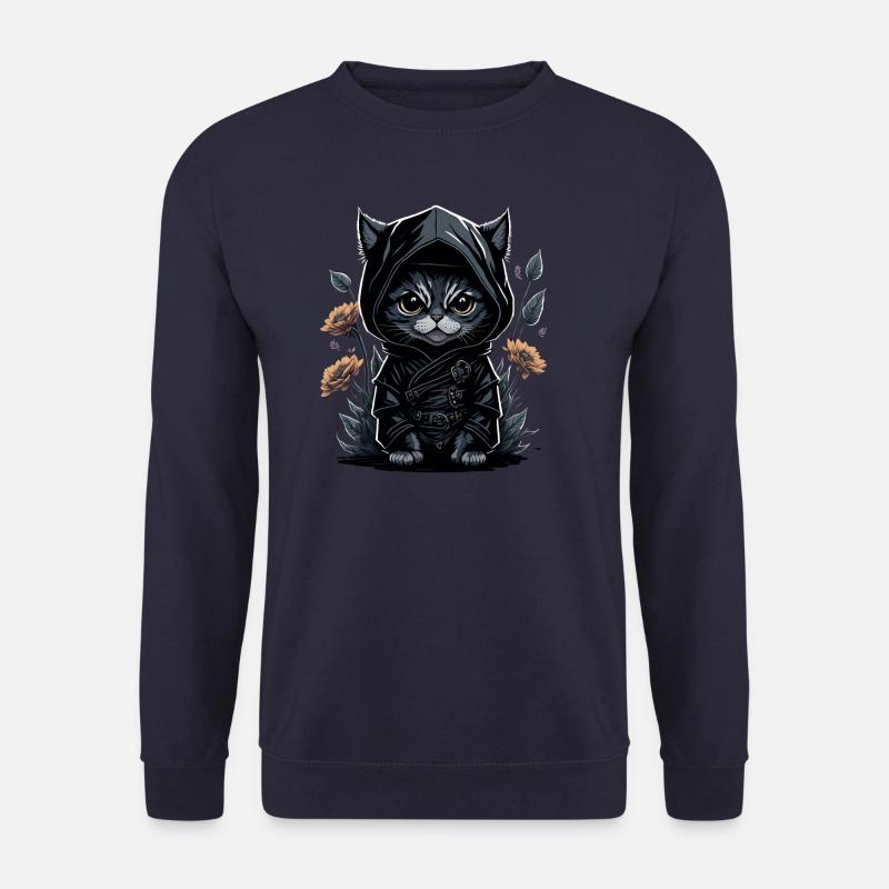 Erlebe Abenteuer mit der Ninja-Katze - Unisex Pullover - Navy