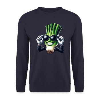 Cool Spring Onion Cartoon Comic Style - Unisex Sweatshirt - navy - Front - Alina (178cm) & Michal (187cm)