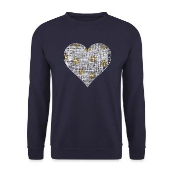 Herz Gassi Hund weiß gold - Unisex Pullover - Navy - Vorne - Alina (178cm) & Michal (187cm)