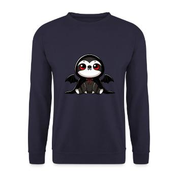 Cute Halloween Sloth Vampire Bat - Unisex Sweatshirt - navy - Front - Alina (178cm) & Michal (187cm)