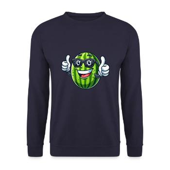 Coole Wassermelone Sommerfrucht Sonnenbrille - Unisex Pullover - Navy - Vorne - Alina (178cm) & Michal (187cm)