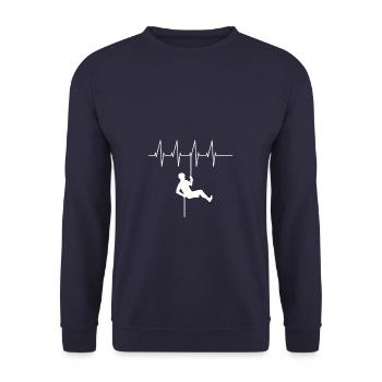 Klettern Herzschlag Kletterei Berge Hobby Sportart - Unisex Pullover - Navy - Vorne - Alina (178cm) & Michal (187cm)