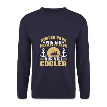 Angler Papa Fischer Vatertag Vater - Unisex Pullover - Navy - Vorne - Alina (178cm) & Michal (187cm)
