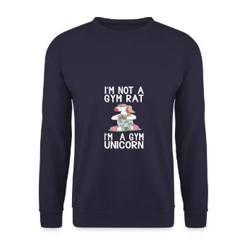 Gym unicorn fitnes cute fairy rat quote - Unisex Sweatshirt - navy - Front - Alina (178cm) & Michal (187cm)