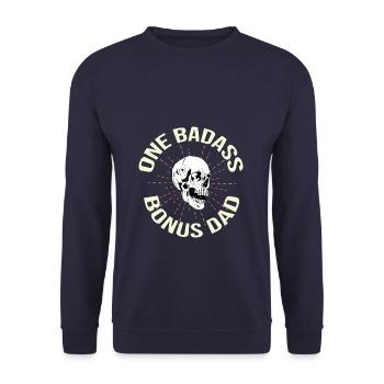 A badass bonus dad - Unisex Sweatshirt - navy - Front - Alina (178cm) & Michal (187cm)
