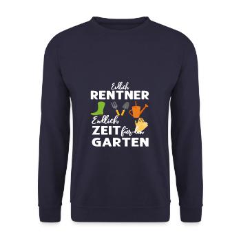 Rentner Garten - Gartenarbeit Hobbygärtner - Unisex Pullover - Navy - Vorne - Alina (178cm) & Michal (187cm)