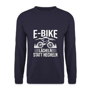 E-Bike sourire au lieu de Hecheln Ebike - Sweat-shirt Unisexe - marine - Devant - Alina (178cm) & Michal (187cm)