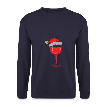 Christmas Wine Glas with Santa Hat - Sweat-shirt Unisexe - marine - Devant - Alina (178cm) & Michal (187cm)