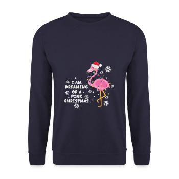 Flamingo Pink Christmas Santa Hat - Unisex Sweatshirt - navy - Front - Alina (178cm) & Michal (187cm)