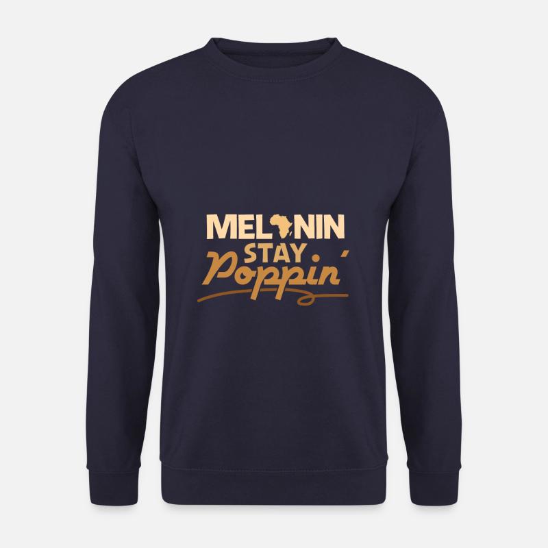 Black Melanin Stay Poppin - Unisex Pullover - Navy