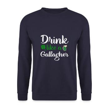 St Patricks’s Day drink like a Gallagher - Sweat-shirt Unisexe - marine - Devant - Alina (178cm) & Michal (187cm)
