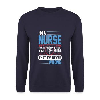 I’m a Nurse that I’m Wrong - Sweat-shirt Unisexe - marine - Devant - Alina (178cm) & Michal (187cm)