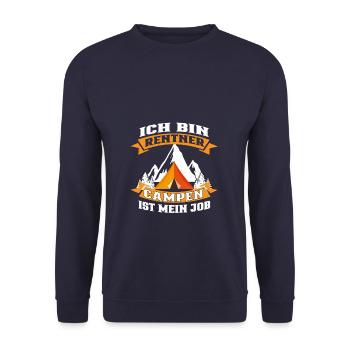 Ich bin Rentner Campen ist mein Job - Unisex Pullover - Navy - Vorne - Alina (178cm) & Michal (187cm)