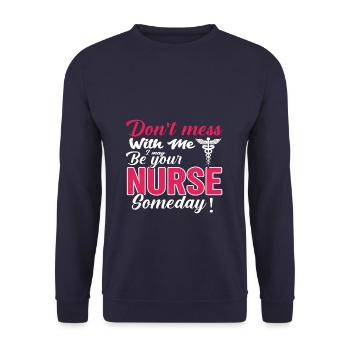 Nurse don’t mess with me - Sweat-shirt Unisexe - marine - Devant - Alina (178cm) & Michal (187cm)