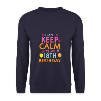 Ich Kann Mich Nicht Beruhigen, Es Ist Mein 18. - Unisex Pullover - Navy - Vorne - Alina (178cm) & Michal (187cm)