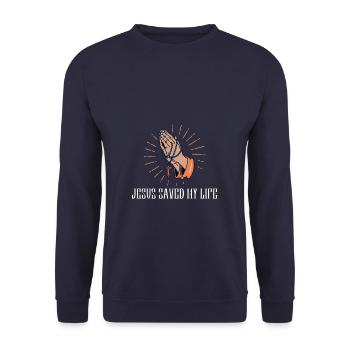 God Jesus Saved my Live Cross Religious - Sweat-shirt Unisexe - marine - Devant - Alina (178cm) & Michal (187cm)