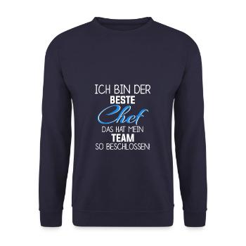 Bester Chef das hat mein Team Beschlossen - Unisex Pullover - Navy - Vorne - Alina (178cm) & Michal (187cm)