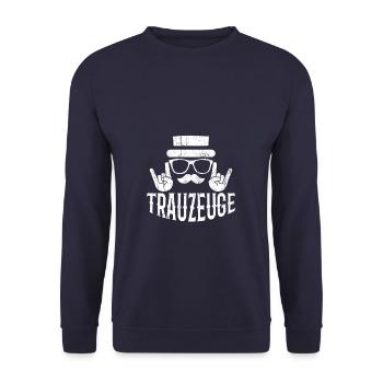 Junggesellenabschied Trauzeuge Gruppen - Unisex Pullover - Navy - Vorne - Alina (178cm) & Michal (187cm)