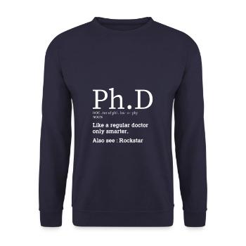Ph. D Definition Doktor Krankenhaus - Unisex Pullover - Navy - Vorne - Alina (178cm) & Michal (187cm)