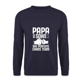 Papa Sohn Werdender Vater 2021 Geschenk - Unisex Pullover - Navy - Vorne - Alina (178cm) & Michal (187cm)