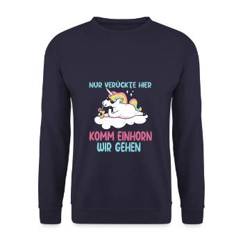 Unicorn Only Crazy Here Unicorn Panda - Unisex Pullover - Navy - Vorne - Alina (178cm) & Michal (187cm)