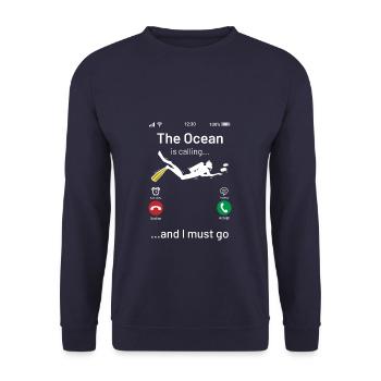 L’océan appelle la plongée - Sweat-shirt Unisexe - marine - Devant - Alina (178cm) & Michal (187cm)
