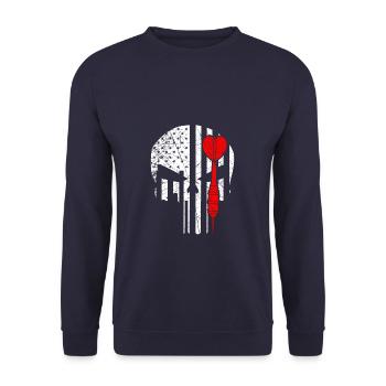 Dart Lover Player Darts Funny Skull American Flag - Unisex Sweatshirt - navy - Front - Alina (178cm) & Michal (187cm)