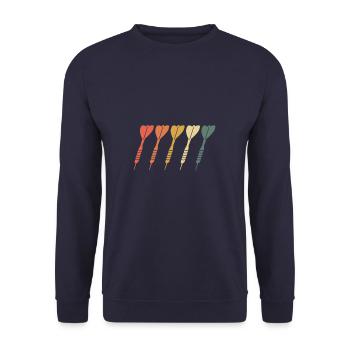 Dart Arrows Funny Dart Player - Unisex Pullover - Navy - Vorne - Alina (178cm) & Michal (187cm)