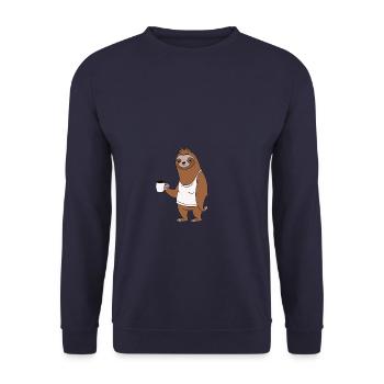 Sloth Coffee Lover Sayings Coffee Cup - Unisex Sweatshirt - navy - Front - Alina (178cm) & Michal (187cm)