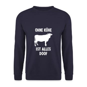 Ohne Kühe Ist Alles Doof - Unisex Pullover - Navy - Vorne - Alina (178cm) & Michal (187cm)