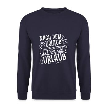 Nach dem Urlaub ist vor dem Urlaub - Unisex Pullover - Navy - Vorne - Alina (178cm) & Michal (187cm)