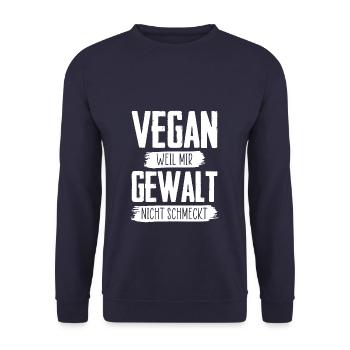 Vegan weil mir Gewalt nicht schmeckt - Unisex Pullover - Navy - Vorne - Alina (178cm) & Michal (187cm)
