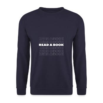 Read A Book Text Quote Booklover Reading Nerds - Unisex Sweatshirt - navy - Front - Alina (178cm) & Michal (187cm)