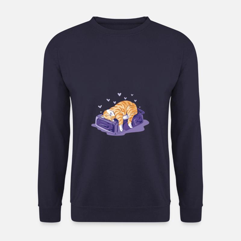Funny Cat on a Bag Vacation Holiday - Unisex Pullover - Navy
