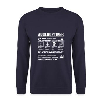 AUGENOPTIKER Spruch Beruf Sarkasmus Lustig Humor - Unisex Pullover - Navy - Vorne - Alina (178cm) & Michal (187cm)