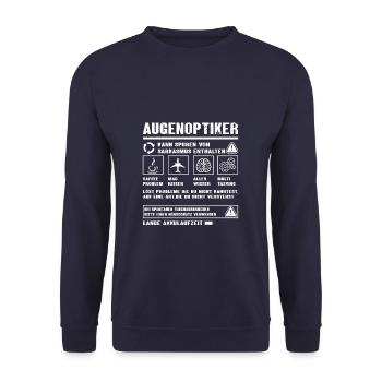 AUGENOPTIKER Spruch Beruf Sarkasmus Lustig Humor - Unisex Pullover - Navy - Vorne - Alina (178cm) & Michal (187cm)