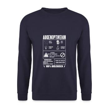AUGENOPTIKERIN Spruch Beruf Sarkasmus Lustig Humor - Unisex Pullover - Navy - Vorne - Alina (178cm) & Michal (187cm)